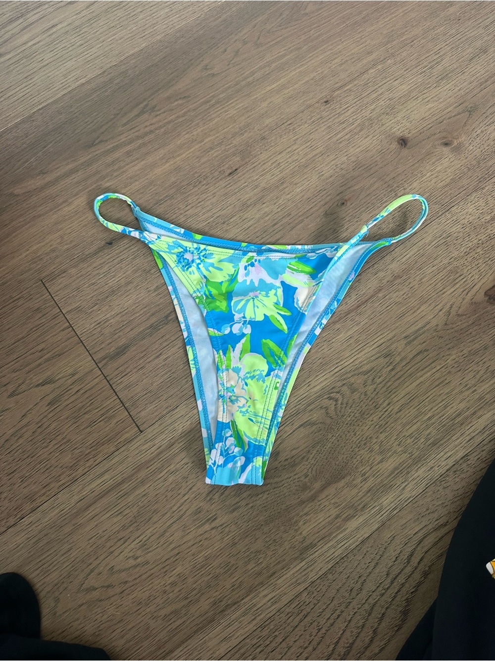 Blue & Lime Floral Bikini Bottom